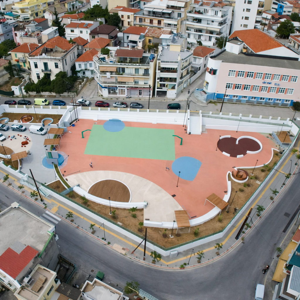 Πλατεία Νεαπόλεως Ποταμουδίων, Δάπεδα Αθλοπαιδιών